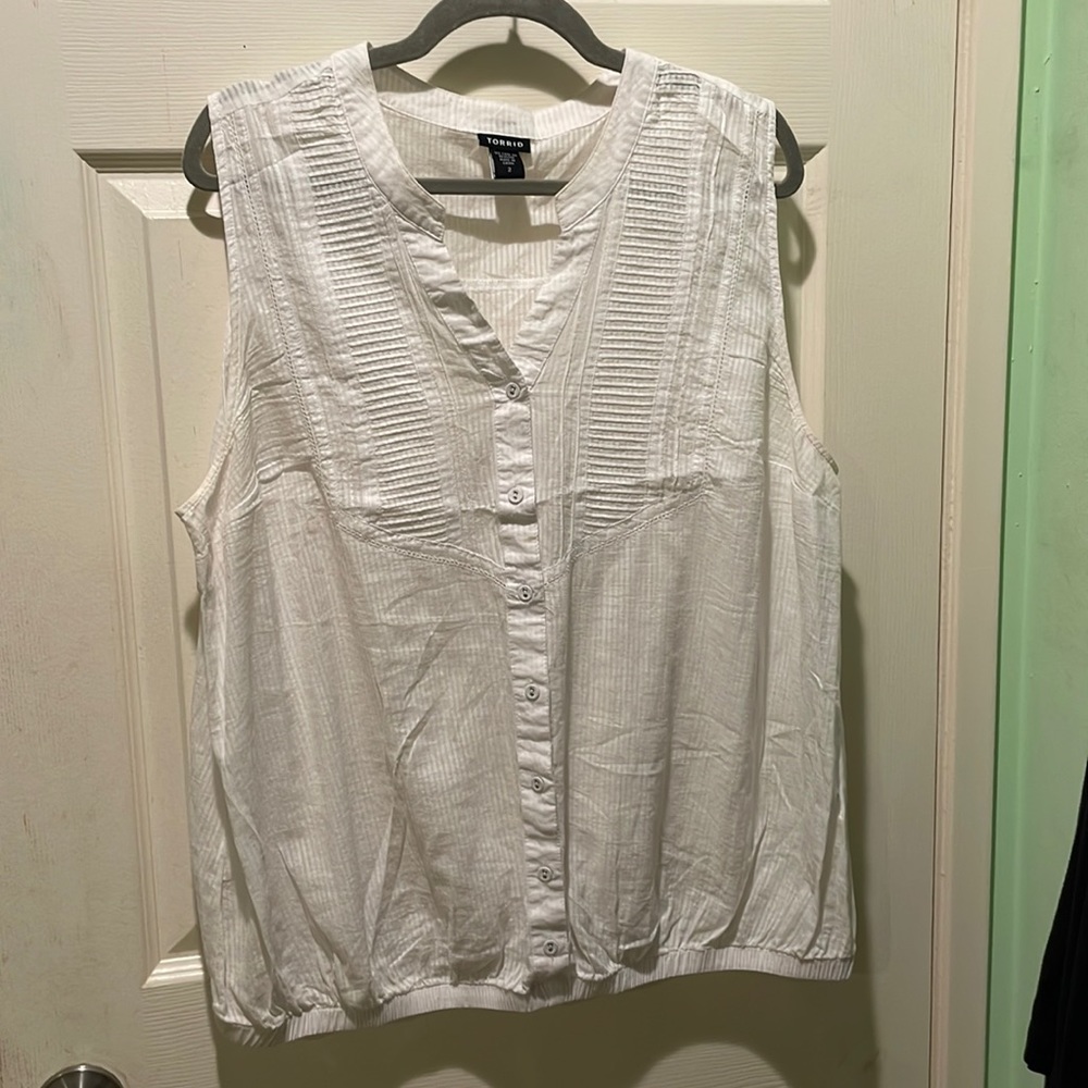 White pleated bib tank top